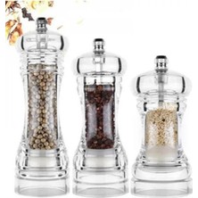 Kitchen Design Lab Akrilik Baharat Öğütücüsü, 18 cm 2 Adet, Büyük Boy Tuz Karabiber Değirmeni Öğütücü
