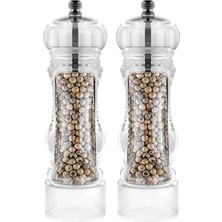 Kitchen Design Lab Akrilik Baharat Öğütücüsü, 18 cm 2 Adet, Büyük Boy Tuz Karabiber Değirmeni Öğütücü