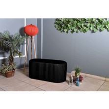 Gazzini Furniture Velluto Lungo Lounge Siyah Puf - 90cm Oval Dekoratif Puf Koltuk