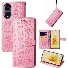 My Boutique1 Oppo Oppo 8t 5g Flip Için Karikatür Hayvanlar Kısa Kayış Deri Telefon Kılıfı (Yurt Dışından)