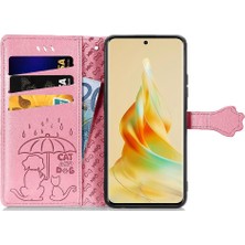 My Boutique1 Oppo Oppo 8t 5g Flip Için Karikatür Hayvanlar Kısa Kayış Deri Telefon Kılıfı (Yurt Dışından)