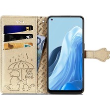 My Boutique1 Oppo Case 7 5g Flip Için Karikatür Hayvanlar Darbeye Kısa Kayış Telefon Kılıfı (Yurt Dışından)