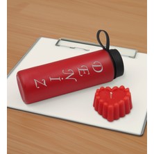 Bk Gift Sevgiliye Özel Isimli Kırmızı Cam Matara ve Kokulu Kalp Mum Hediye Seti-1, Sevgiliye Hediye, Sevgililer Günü