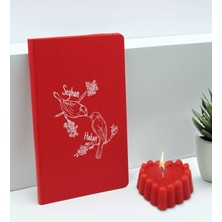 Bk Gift Sevgililere Özel Isimli Kırmızı Defter ve Kokulu Kalp Mum Hediye Seti-8, Sevgiliye Hediye, Sevgililer Günü