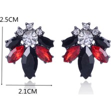 Kilinmoli Renkli Kristal Opal Taşlı Kadın Piercing Rhinestone Kakma Metal Saplama Kız Noel Takı Küpe (Yurt Dışından)