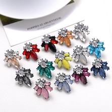 Kilinmoli Renkli Kristal Opal Taşlı Kadın Piercing Rhinestone Kakma Metal Saplama Kız Noel Takı Küpe (Yurt Dışından)