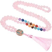 Kilinmoli Doğal Kristal Boncuklu Püskül El Düğümlü Mala Dua Boncukları Kendini Keşif Meditasyon Unisex Takı Yoga Bilezik Kolye (Yurt Dışından)