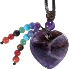 Kilinmoli Doğal Gül Kuvars Aşk Kalp Şeklinde Reiki 7 Çakra Kristal Taş Boncuk Erkekler Kadın Için Takı Moda Kolye (Yurt Dışından)