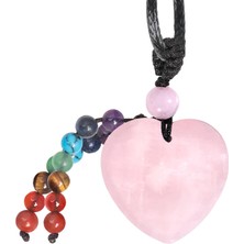 Kilinmoli Doğal Gül Kuvars Aşk Kalp Şeklinde Reiki 7 Çakra Kristal Taş Boncuk Erkekler Kadın Için Takı Moda Kolye (Yurt Dışından)