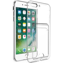 Wowcase iPhone 7 Plus - Uyumlu Kartlıklı Şeffaf Wowcase Setra Clear Silikon Kapak-Renksiz