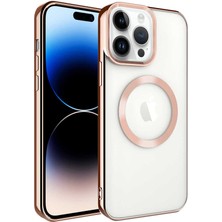 Wowcase iPhone 14 Pro Max - Uyumlu Magsafe Wireless Şarj Özellikli Wowcase Setro Silikon-Rose Gold