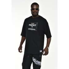 Sizefash I'm Not Perfect Baskılı T-Shirt Siyah