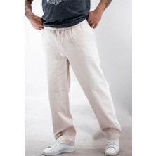 Sizefash Baggy Gabardin Pantolon Bej