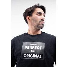 Sizefash I'm Not Perfect Baskılı T-Shirt Siyah