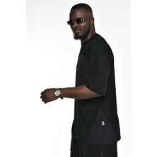 Sizefash Cepli Oversize T-Shirt Siyah