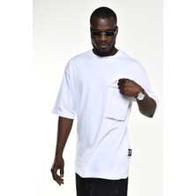 Sizefash Cepli Oversize T-Shirt Beyaz