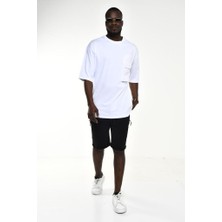 Sizefash Cepli Oversize T-Shirt Beyaz
