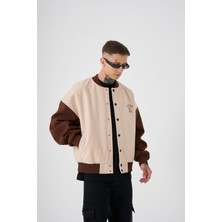 Sizefash Outcase Baskılı Bomber Ceket Bej