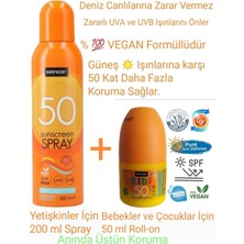 Sence Vegan Güneş Koruyucu Aile Bakım Seti Spf 50 Aerosol Sprey 200 ml + Spf 50 Roll-On 50 ml