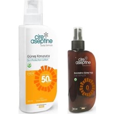Cire Aseptine Güneş Koruyucu 50 Spf 200ML + Bronzlaştırıcı Güneş Yağı 0 Spf 90ML