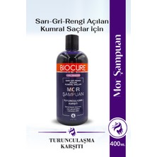 Biocure 400 ml Mor Şampuan Bitki Özlü Formülüyle Turunculaşma Karşıtı Etki Sağlar Kumral Saçlar İçin