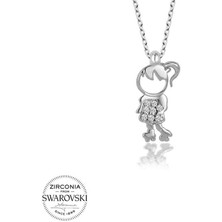 Gumush Swarovski Taşlı Gümüş Çocuk Bayan Kolye