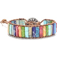 Aqqogib Avekı 7 Çakra Bilezikler Kadınlar Için Gerçek Taşlar ile Deri Wrap Şifa Boncuk Bilezik Kadın Erkek Boho Dostluk Takı, Ayçiçeği Düğmesi (Yurt Dışından)