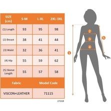 Tua Moda Kadın Uzun Kollu Üst Viskon Alt Kloş Deri Elbise