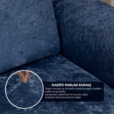 Faiend KADİFE 3+3+1+1 Petrolmavi Lastikli Kanepe Örtüsü | Lastikli Koltuk Örtüsü | koltuk kılıfı