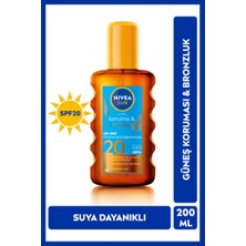 Nivea Sun SPF20 Koruma & Bronzluk Güneş Yağı 200 ml Sprey,güneş Koruyucu ve Doğal Bronzlaştırıcı