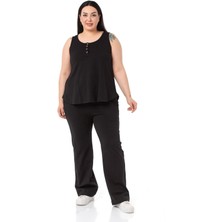 Disentis Modest Büyük Beden Penye Siyah Eşofman Takımı