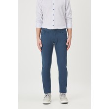 Altınyıldız Classics Erkek Petrol Slim Fit Dar Kesim 5 Cep Pamuklu Kanvas Esnek Chino Pantolon