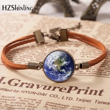 Qiuhong Shop No.4 Boyutu 2020 Sıcak Satış Dünya Anne Vintage Deri Bilezik Planet Earth Dünya Küre Haritası Bilezikler Sanat Aksesuarları (Yurt Dışından)