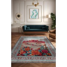 Homshtag Çöl Manzarası Temalı Salon Halısı Çiçek Desenli Çok Renkli Etnik Oturma Odası Halısı