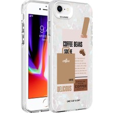 BLS Store iPhone Se 2020 - Uyumlu Mermer Desenli Bls Store Marbello Kapak-Siyah-Beyaz