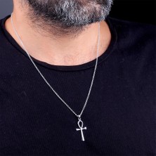 İpek Silver 925 Ayar Gümüş Sade Ankh Sembollü Unisex Kolye