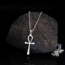 İpek Silver 925 Ayar Gümüş Sade Ankh Sembollü Unisex Kolye