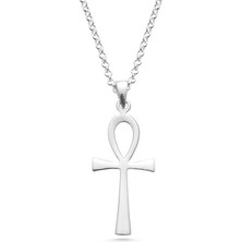 İpek Silver 925 Ayar Gümüş Sade Ankh Sembollü Unisex Kolye