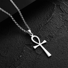 İpek Silver 925 Ayar Gümüş Sade Ankh Sembollü Unisex Kolye