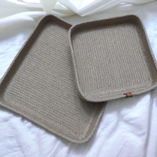 Home Decors By Özlem 2'li Hasır Kare Sepet Düzenleyici Saklama Kutusu Organizer Hediyelik El Emeği Salon MUTFAK-30X5/25X5