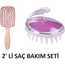 Matesstore Üç Boyutlu 3D Saç Tarak + Saç Masaj Şampuan Tarağı 2 Ürün Bir Arada Saç Bakım Seti