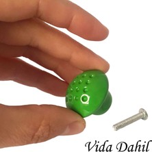 Glaswen Yeşil Noktalı Mantar Düğme Kulp Çocuk Bebek Mobilya Çekmece Dolap Kapak Kulbu Metal Kulp Aksesuarları Vidalı