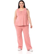 Disentis Modest Büyük Beden Penye Pembe Eşofman Takımı