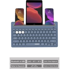 Everest KB-BT84 Mavi/gri Bluetooth Ultra Ince+Şarjlı Q Mac/win/android/ıos Uyumlu Kablosuz Klavye