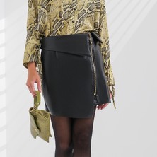 Explosion Kadın Mini Boy Fermuarlı Normala Bel Şık Siyah Etek EXP22286-SİYAH