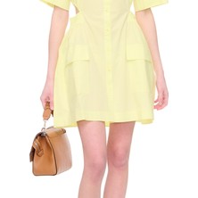 Hugo Kadın Gömlek Yaka  Rahat Kesim Sarı Elbise 50489294-733