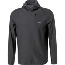Boss Erkek Uzun Kollu Fermuarlı Marka Logolu Gri Sweatshirt 50493474-027