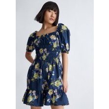 Liu Jo Kadın Desenli Kısa Kollu Mini Lacivert Elbise UA3155D4809-78413