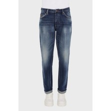 Emporio Armani Erkek Pamuk Karışımlı Düz Tasarım Cepli Stardart Belli Mavi Jeans 6R1J69 1DQTZ-0942