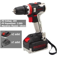 Specco Profesyonel 20V Akülü Darbeli Delme Vidalama 2A Çift Akü Çantalı XSP20V-4040